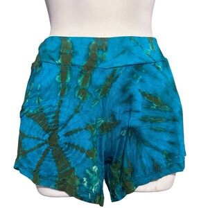 Tie-dye Blue Stretchy Booty Shorts with pockets